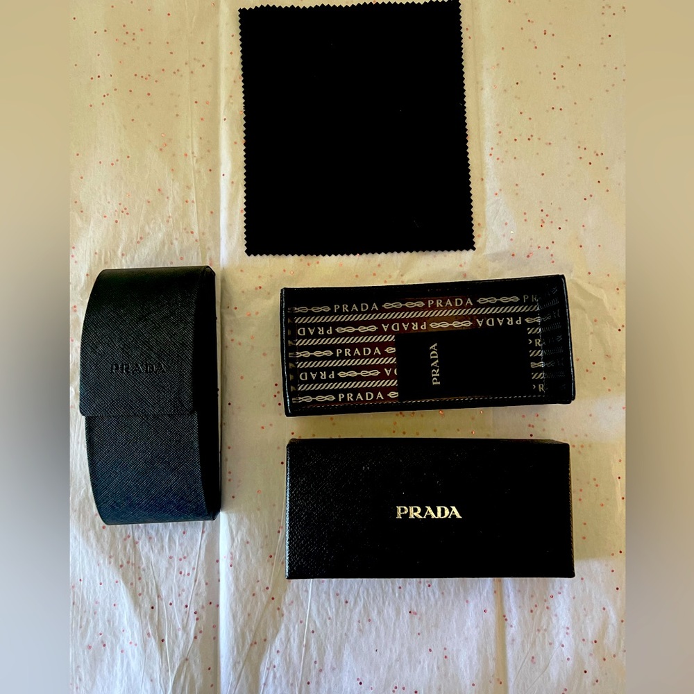 Prada sunglass case , box and soft cloth